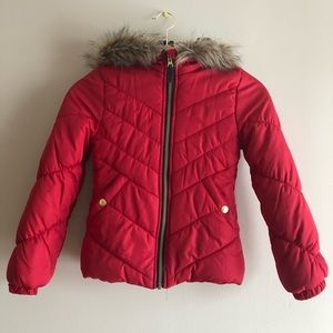 WEATHERTAMER Hooded Girl Sz 7/8 Color Red Jacket